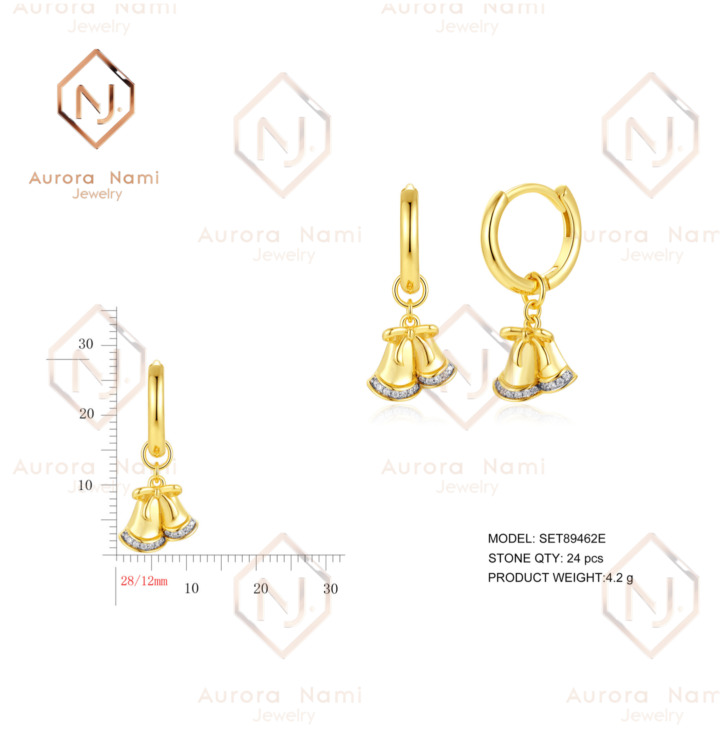 Jingle Bell Earrings With Moissanite