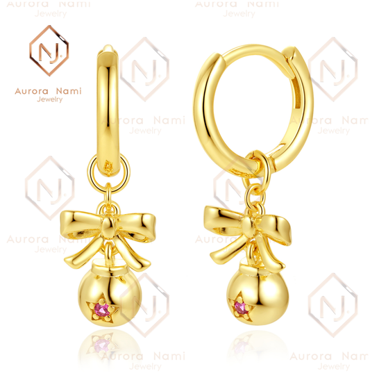 Jingle Bell Earrings With Ruby