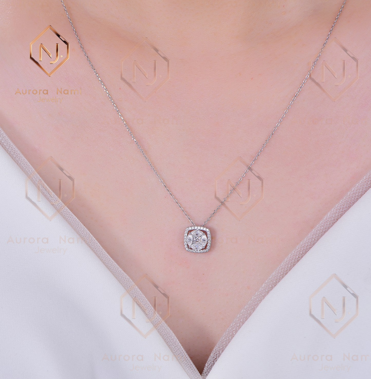 Moissanite Square Necklace