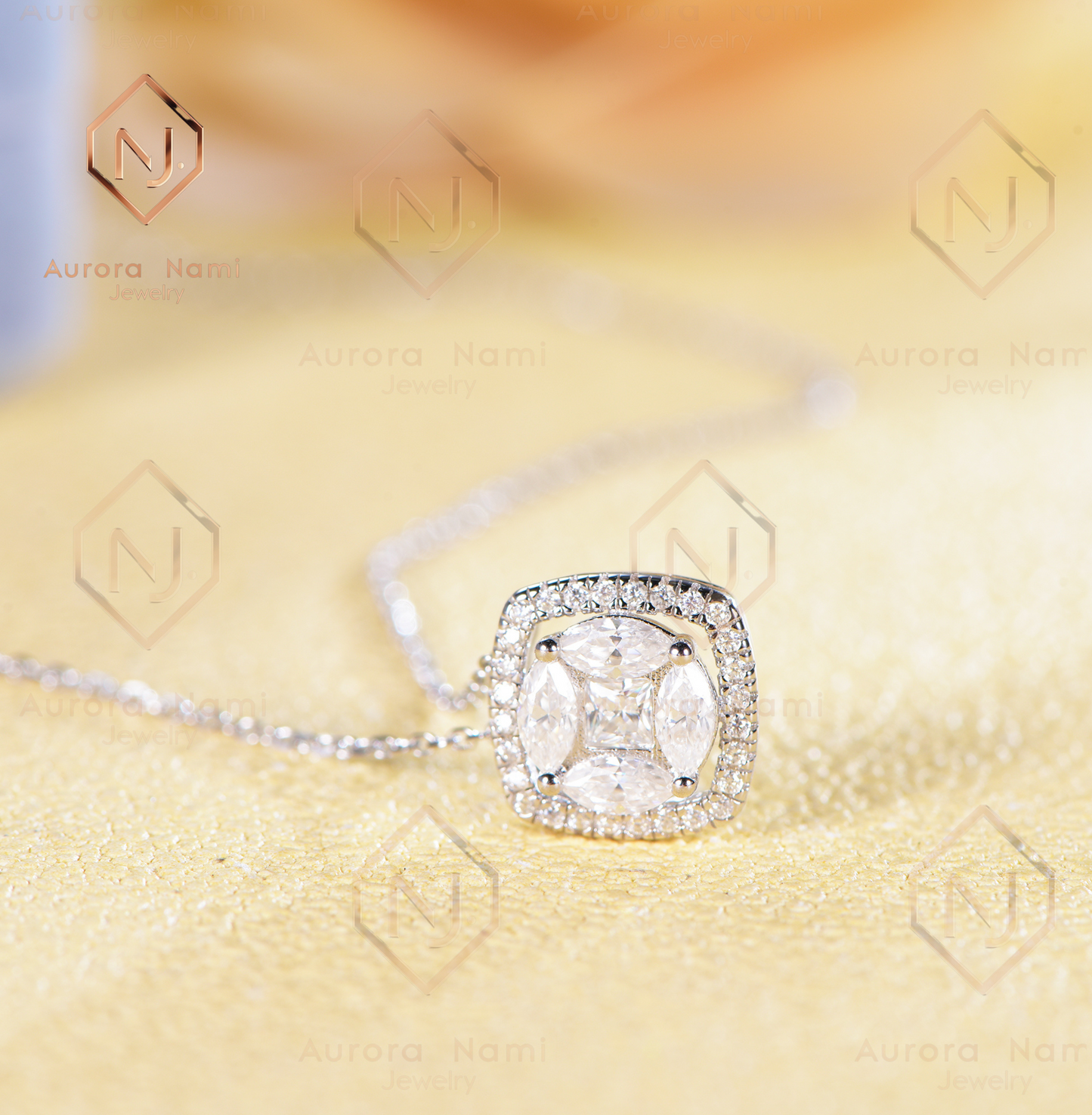 Moissanite Square Necklace