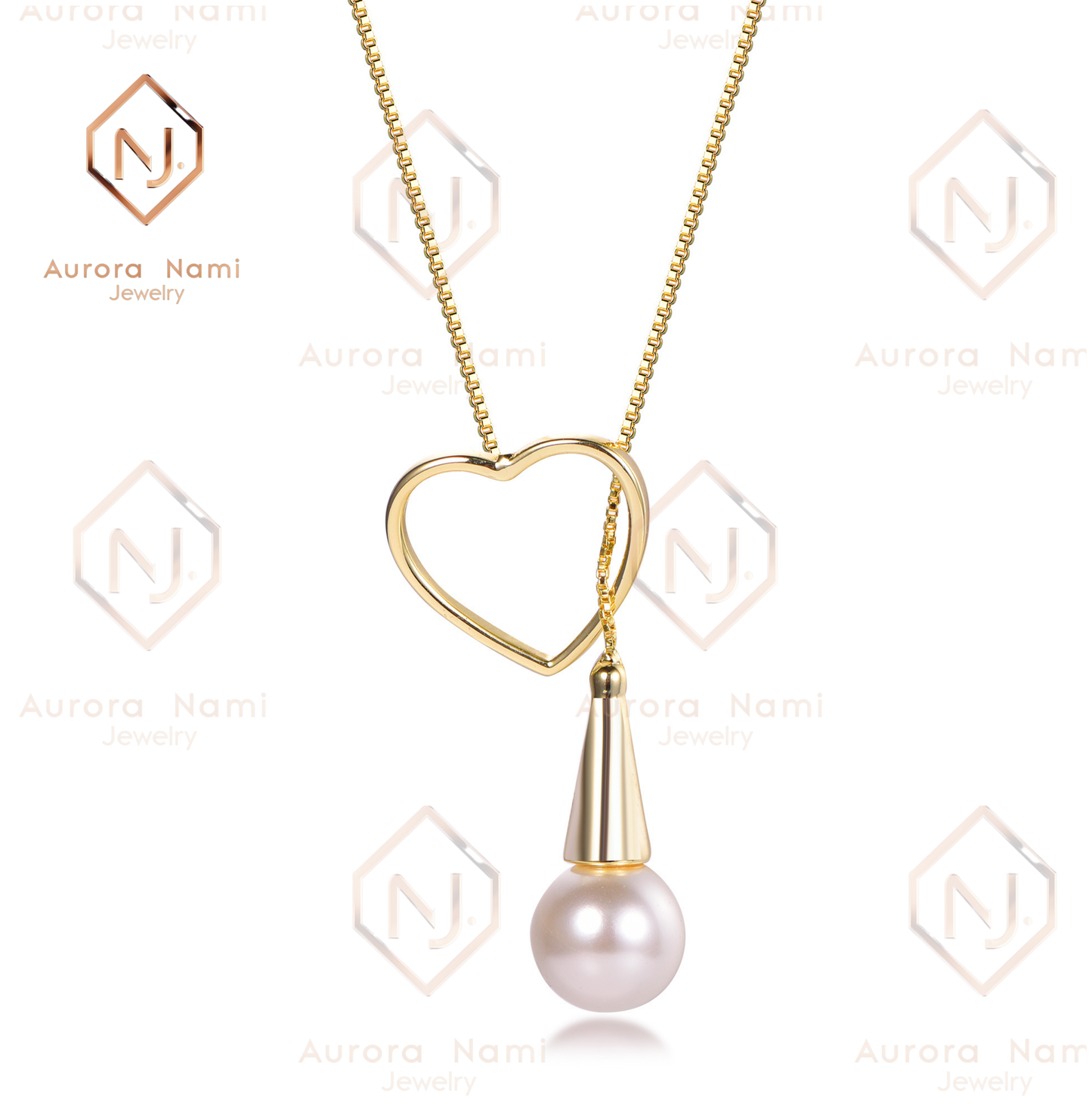 Heart with Mother of Pearl Hoop Drop Necklace